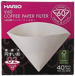 Filtro de Papel para Coador de Café V60, Hario, Branco, Tamanho 02, Caixa com 40