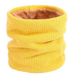 LIOOBO Cachecol de inverno com proteção contra frio e camada dupla criativa, à prova de vento, gola redonda, cachecol (bege), Amarelo, 21cm