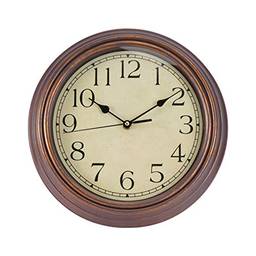BESPORTBLE Relógio de parede redondo decorativo silencioso estilo vintage de 30,5 cm, sem tique-taque, relógio de quartzo para sala de estar, quarto, decoração de escritório (marrom)