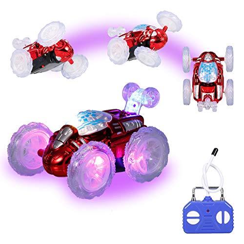 KKmoon Carro de acrobacias de controle remoto brinquedo de carro RC com luzes LED piscando 360 ° para crianças meninos meninas