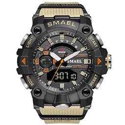 Relógio masculino, relógio eletrônico Hyranect, relógio esportivo multifuncional (Cáqui)