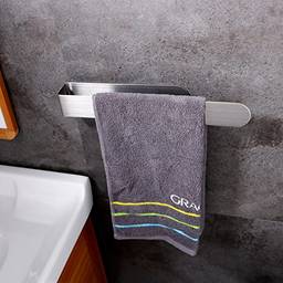 Porta Toalha Adesivo Inox 32cm Suporte para Toalha de Banho Toalheiro para Banheiro Escovado (Prata)