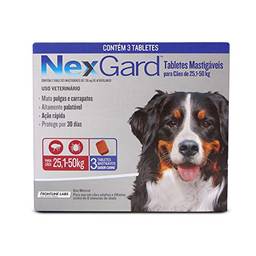 Antipulgas e Carrapatos Nexgard 6,0gr Merial p/Cães de 25,1 a 50kg - 3 Tabletes Mastigáveis