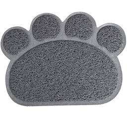 Tapete para cães e gatos em formato de pata, antiderrapante 30 x 40 cm (Cinza), VILLCASE .