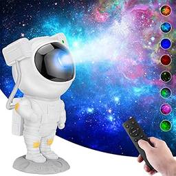 Projetor Astronauta Galáxia Luz Noturna Céu Estrelado Colorido RGB Led Decoração do Quarto Lâmpada de Cabeceira do Quarto Humor Romântico Presente para Crianças (Branco em pé)