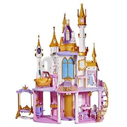 Disney Princess Castelo Real - Casa de Bonecas com Móveis, Acessórios e Luzes - F1059 - Hasbro, Rosa, amarelo, branco e azul