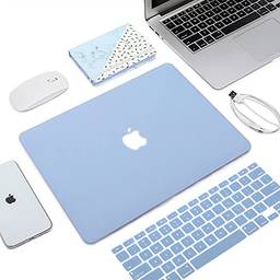 TwiHill Capa rígida vazada compatível com MacBook Pro 13 polegadas versão A2251/A2289/A2338, tela de retina com Touch ID, capa protetora de plástico rígido e capa de teclado (Azul-celeste)