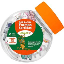 Borracha Decorada 4 Formatos Sortidos - Pote com 12 Unidade(s), Leonora, 72204, Multicor