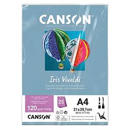 CANSON Iris Vivaldi, Papel Colorido A4 em Pacote de 25 Folhas Soltas, Gramatura 120 g/m², Cor Azul Claro (20)