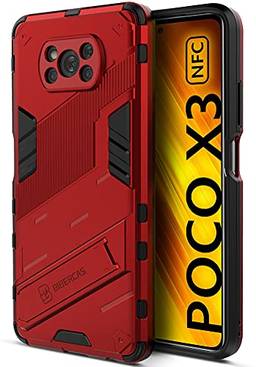 SHUNDA Capa para Xiaomi Poco X3 NFC, ultrafina, de silicone macio, TPU (poliuretano termoplástico), capa de absorção de choque com suporte – vermelha