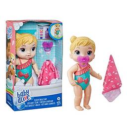 Boneca Baby Alive Banho Carinhoso Loira - Para brincar dentro e fora da água - E8721 - Hasbro, Cor: Rosa e roxo