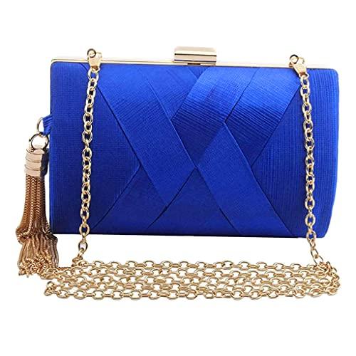 kowaku Bolsa feminina, bolsa de corrente elegante, bolsa de mão, bolsa de noite, festa de casamento, Azul, 20x8x12cm