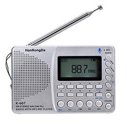 Rádio, Romacci K607 Rádio Portátil AM/FM/SW/TF Rádio de Bolso MP3 Gravador Digital Suporte Cartão TF Gravador USB REC Tempo de Dormir
