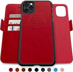 2-in-1 carteira-capas para iPhone SE 2020 iphone 8/7, magnético destacável Choque-choque TPU Slim-Case, proteção RFID, suporte de 2 vias, couro vegano de luxo, giftbox (iPhone 11 Pro,Red)
