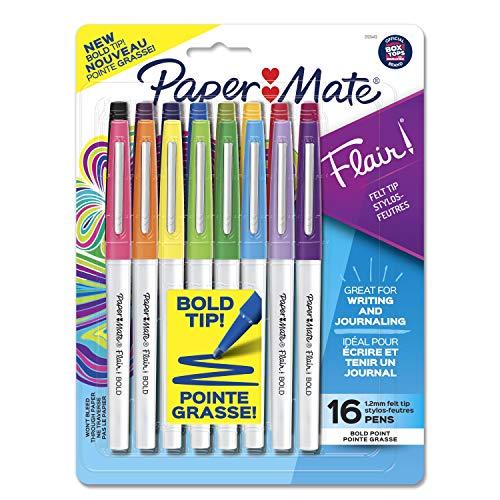 Paper Mate Bold Flair Felt Tip 1.2mm Pen 16/Pkg-2125413