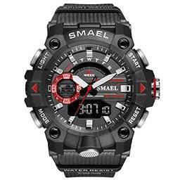 Relógio masculino, relógio eletrônico Hyranect, relógio esportivo multifuncional (vermelho)