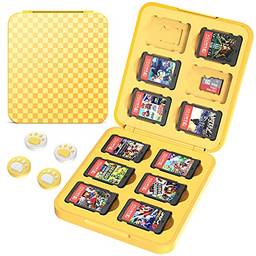 HEYSTOP Capa de cartas de jogo compatível com jogos Nintendo Switch, caixa protetora de armazenamento com 12 compartimentos, bolsa protetora fina e portátil com armazenamento de jogos, amarela