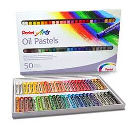 Giz Pastel Oleoso Pentel Para Desenhar Com 50 Cores, Pentel, Phn-50, 50 Cores