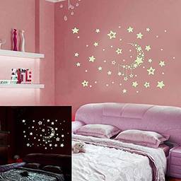 adesivos de parede para meninas do quarto WooDlan Céu estrelado noite lua estrelas diy brilham no escuro adesivos luminosos crianças decoração da parede decalques para crianças quarto do bebê sala