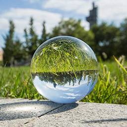 Garneck Bola de cristal de 100 mm, esfera transparente, esfera sólida, bola decorativa, acessório para fotografia, bola de meditação de vidro, esfera de vidro, item Fengshui