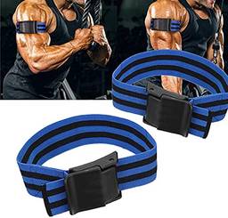 Pacote com 2 faixas de treinamento de restrição sanguínea fitness faixas de treinamento de oclusão, faixas de restrição de fluxo sanguíneo muscular, muscular, (azul)