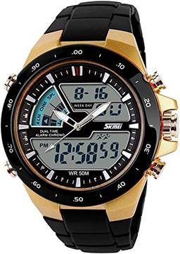 Relógio digital masculino Carrie Hughes CH031, à prova d'água até 50 m, com mostrador duplo grande, multifuncional, analógico, relógio eletrônico, com calendário e data, para esportes ao ar livre, militar
