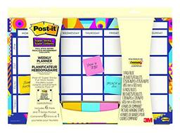 Post-it Agenda semanal com notas adesivas completas super adesivas Post-it, 43 x 28 cm, ajuda a organizar e acompanhar eventos diários, aquarela gradiente (730-CAL-GRDNT)