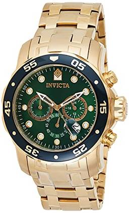 Invicta Relógio masculino 0075 Pro Diver Chronograph 18k banhado a ouro, Dourado/verde, Standard, Cronógrafo