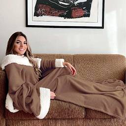 Cobertor com Manga Sherpa Quentinho Casa Dona (Marrom)