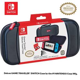 Officially Licensed Nintendo Switch Game Traveler Deluxe Travel Case with Adustable Viewing Stand - Black