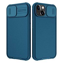 Nillkin Capa compatível com iPhone 13 com capa de câmera deslizante, capa CamShield Pro com proteção de lente de câmera, moldura de TPU e parte traseira de policarbonato - azul