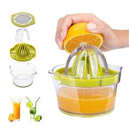 Aibecy Espremedor manual de espremedor de frutas cítrico limão e laranja com copo de medição integrado e ralador antiderrapante e separador de ovos de extração de escarificador, capacidade de 14 onça