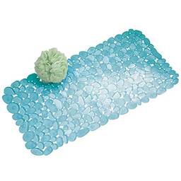 iDesign Tapete de banheiro antiderrapante com sucção Pebblz para chuveiro, banheira, parada, 66 cm x 34 cm, azul
