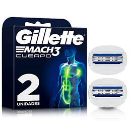 Gillette Mach3 Corpo Carga para Aparelho de Barbear com Barras de Gel Umectantes, Depilação Corporal para Homens, 2 Uds