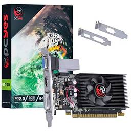 Placa De Video Nvidia Geforce Gt 710 2gb Ddr3 64 Bits Com Kit Low Profile Single Fan - Pa710gt6402d3lp - Pcyes