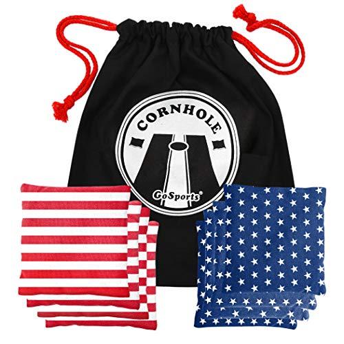 GoSports CH-BAGS-8-AMERICA Conjunto de sacos de cornhole regulação oficial (8 bolsas para todos os climas) - Vermelho/azul e americano