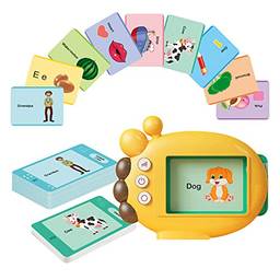 Henniu Leitor de cartões Flash para bebês Máquina de cartões Flash audíveis Brinquedos educativos de aprendizagem precoce com 60 PCS Cartões para Crianças Meninos Meninas