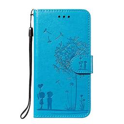 Capa carteira para celular LG K61 Flip [casal e dente-de-leão] - azul