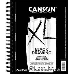 Canson Papel de desenho da série XL, preto, bloco de arame, 18 x 25 cm, 40 folhas (150 g) - Papel de artista para adultos e estudantes - Lápis de cor, tinta, pastel, marcador