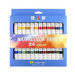 Pintura Em Aquarela,Sailsbury 24 Cores Profissional Aquarela Tinta 12ML/Tubo Conjunto de Pigmentos de Pintura para Artista Pintores Estudantes Desenho Pintura Materiais Artísticos