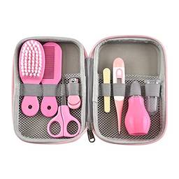 Kit de higiene portátil para bebês,Conjunto de cuidados de segurança para bebês 8 peças - Rosa