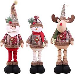 YUANstore 1/3 peças de enfeite de árvore de Natal para decoração de ano novo, rena, boneco de neve, Papai Noel em pé, boneca de Natal
