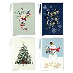 Hallmark Caixa de cartões de Natal sortidos, Let it Snow (4 desenhos, 12 cartões e envelopes)