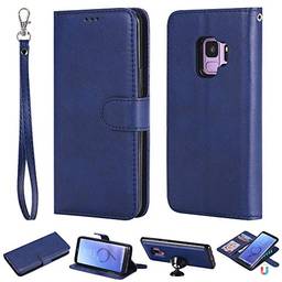Capa carteira XYX para Galaxy S9, 2 em 1 de couro PU carteira com capa fina destacável com suporte magnético para carro para Samsung Galaxy S9 (azul)