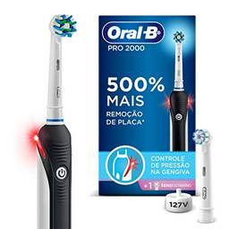 Oral-B Escova Elétrica Recarregável Pro 2000 Sensi Ultrafino 127V + Refil Sensi Ultrafino