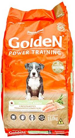 Ração Golden Power Training Filhote para Cães Sabor Frango e Arroz, 15kg Premier Pet Para Todas Grande Filhotes,