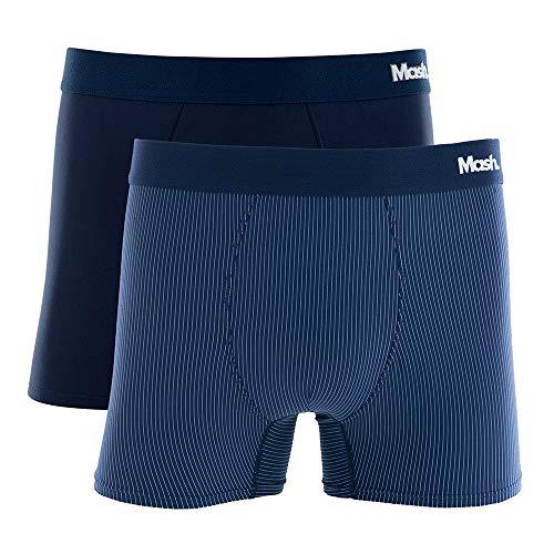 Kit 2 Boxer Micr List/Lis, Masculino, Azul Escuro/Azul Marinho, P