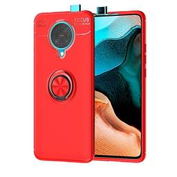 Capa compatível para Xiaomi K30Pro(Zoom)/F2 Pro Capa de silicone Suporte de protetor magnético Anel de absorção de choque TPU + ABS Material Capa anti-queda:Vermelho