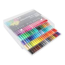 Domary Conjunto de marcadores de 100 cores Canetas coloridas de ponta dupla Marcadores de arte para crianças Adulto para colorir Desenho Ilustrações Artista Esboço