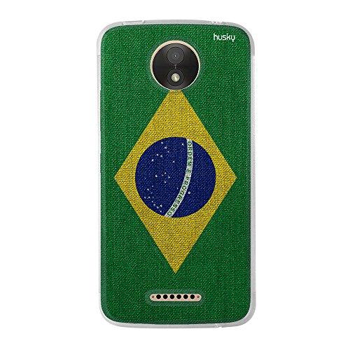 Capa Personalizada Bandeira Brasil, Husky para Moto C Plus, Capa Protetora para Celular, Multicor